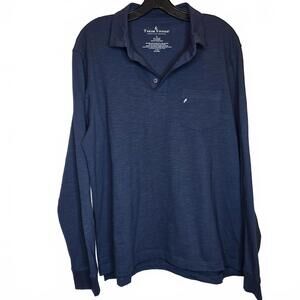 Tailor Vintage Men's Long Sleeve Polo Shirt Navy Blue Size L